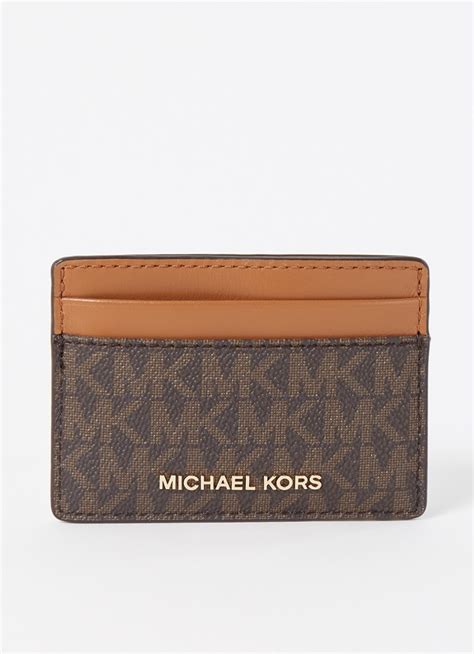 michael kors pasjeshouder wit bruin logo|Portefeuilles .